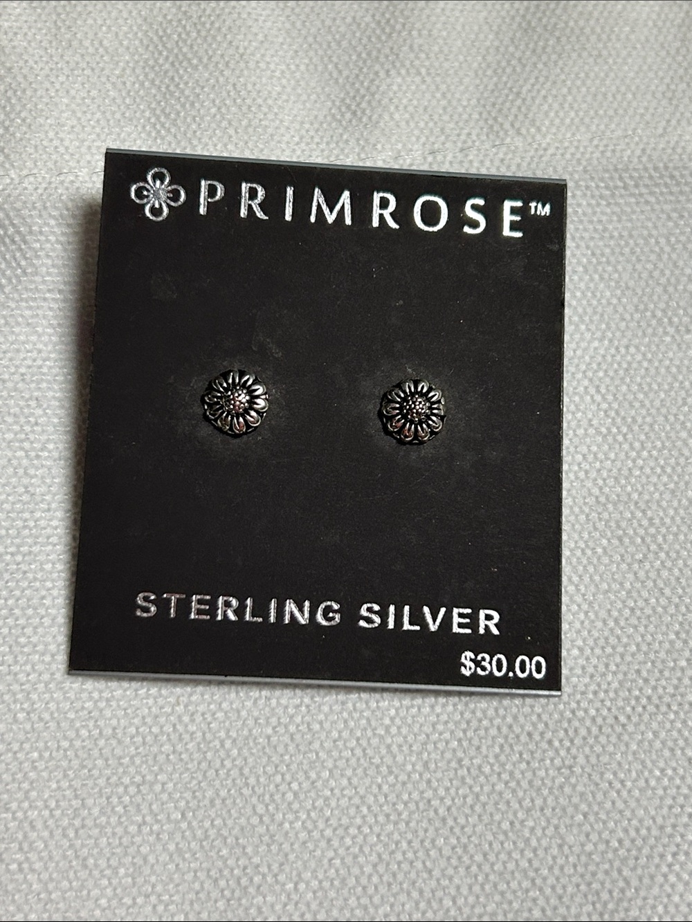 Primrose Sterling Silver Floral Stud Earrings - Silver